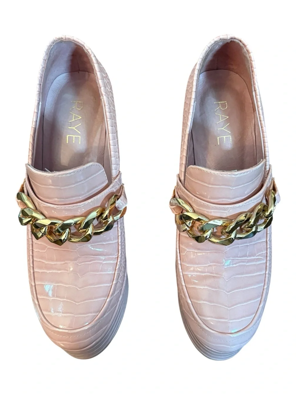 Raye Leona Pink Platform Crocodile Embossed Y2K Luxury Heels Size 7.5
